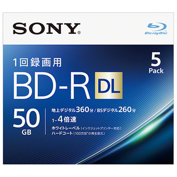 ビデオ用BD-R DL 50GB 4X プリンタブル 5P