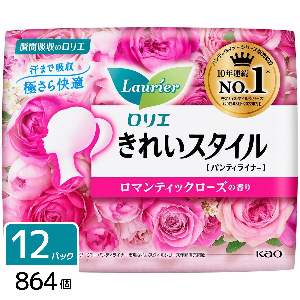 ロリエ きれいスタイル パンティライナー ロマンティックローズの香り 72コ入×12パック