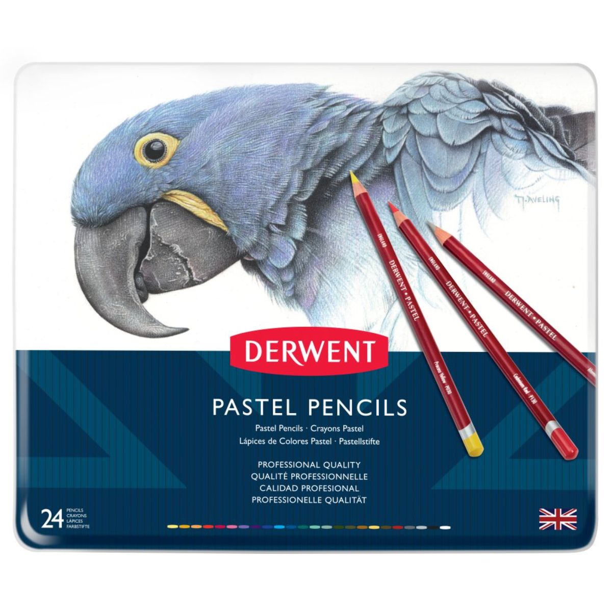 ダーウェント パステルペンシル メタルケース 24色セット 文具 高級色鉛筆 イギリス製