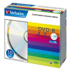 DVD-R 4.7GB データ用 16X 10枚スリム シルバー
