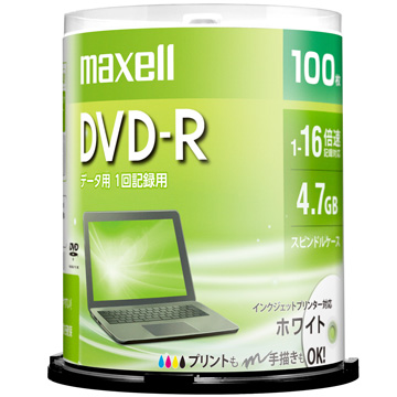 データ用DVD-R 4.7GB 1-16X プリンタブル 100SP